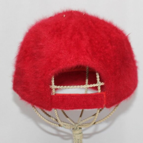 Rabbit Fur with Red Rhinestones Baseball Cap - Picture 6 of 11
